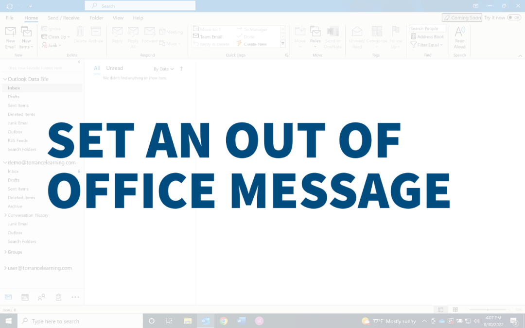 Outlook Basics - Set an Out of Office Message