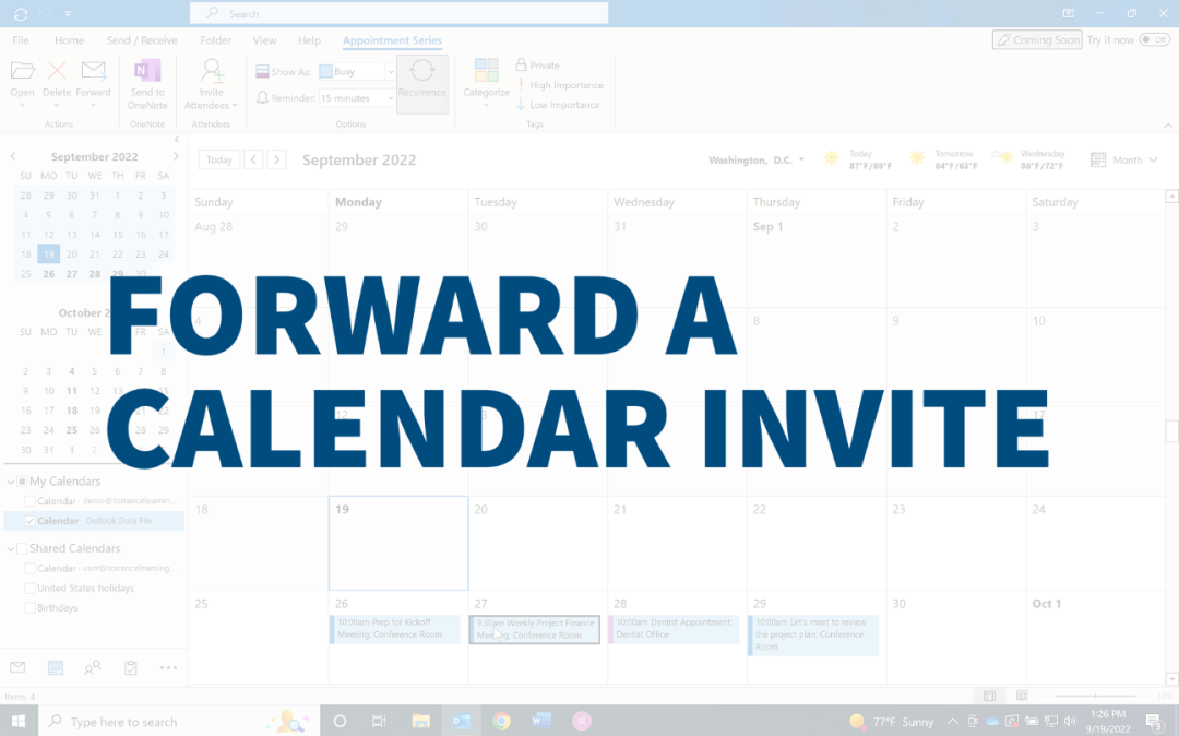 Outlook Basics - Forward a Calendar Invite