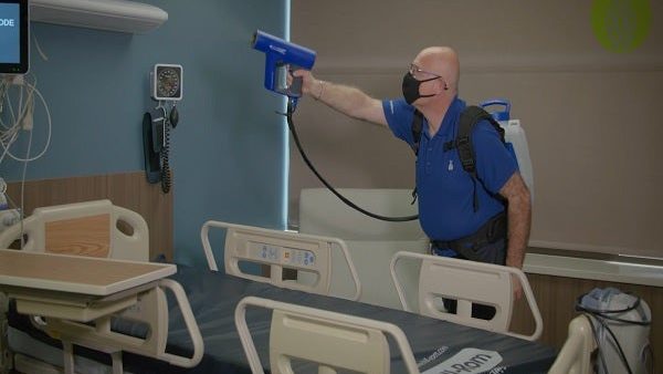 Hospital Environmental Services: Patient Room Disinfectant Process with Electrostatic Sprayer