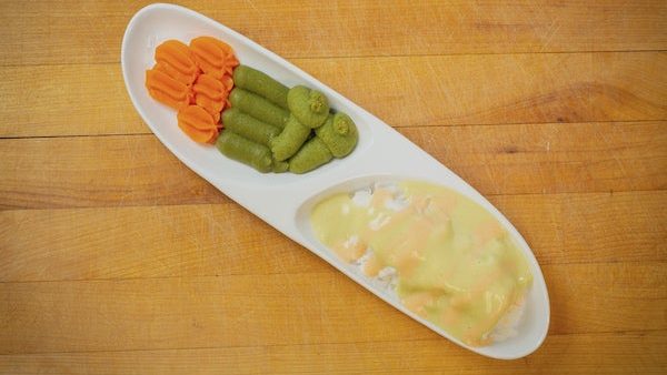 Pineapple Purée Program: How to Plate Fish, Rice and Vegetable Purée