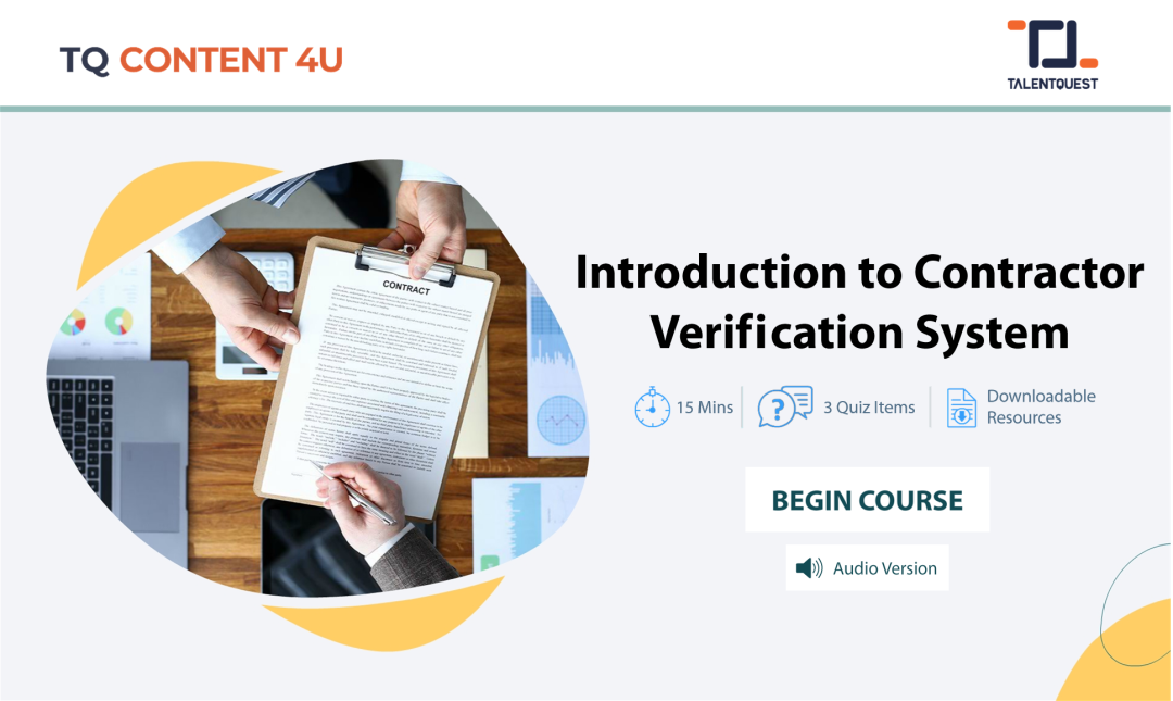 Introduction to Contractor Verification System and Process