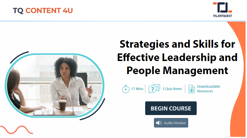 Strategies and skills for effective Leadership and people management